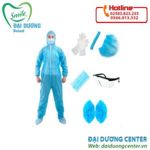 Bộ đồ bảo hộ y tế 7 món rời (màu xanh)